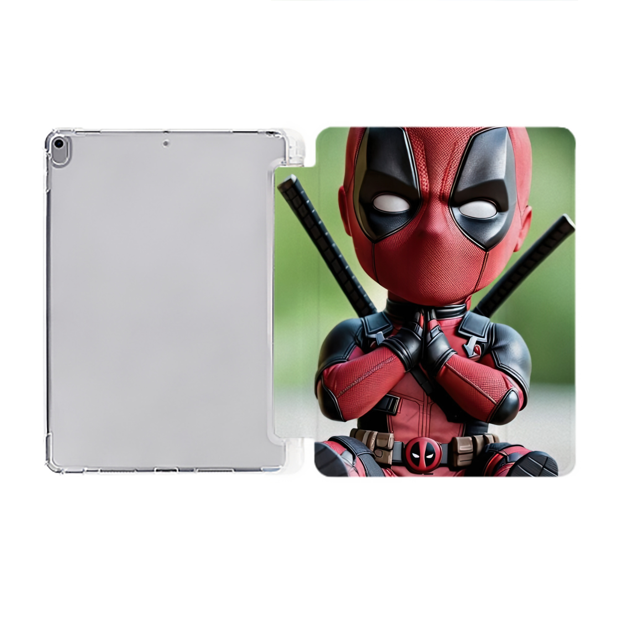（画像用） Deadpool デッドプール IPad ケース ペン収納付き 三つ折りスタンド PUレザー×シリコン 対応機種9.5/10.5/10.9インチ
